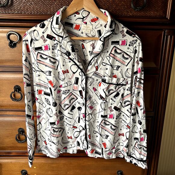 Kate Spade Loungewear Dream A Little Dream Cosmetic Makeup Pajama Top size L - Picture 2 of 12